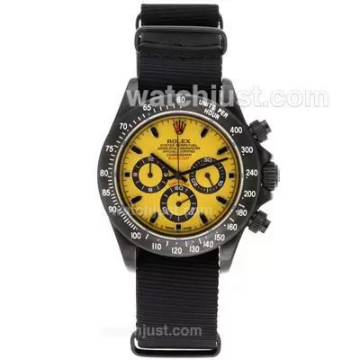 Rolex Daytona Working Pvd Case Stick Markers With Yellow Dial Black Out Limited Edition