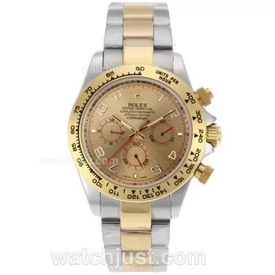 Rolex Daytone Automatic Two Tone With Golden Dial Number Markers