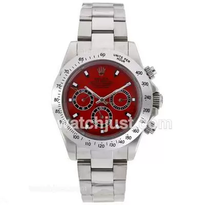 Rolex Daytona Automatic With Red Dial S/s Sapphire Glass