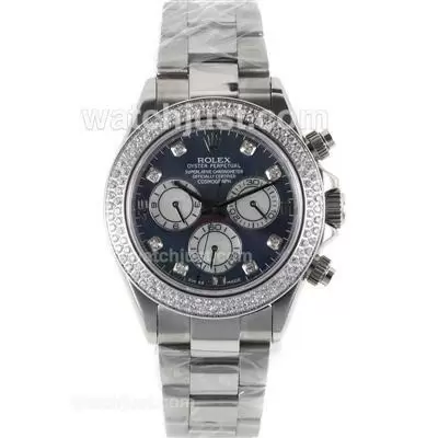 Rolex Daytona Chronogarph Automatic Movement Diamond Markers And Bezel With Black Mop Dial S/s