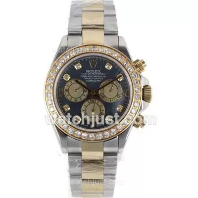 Rolex Daytona Chronogarph Automatic Movement Two Tone Diamond Markers And Bezel With Black Mop Dial