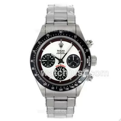 Rolex Daytona Automatic Movement With White Dial S/s Rivet Strap