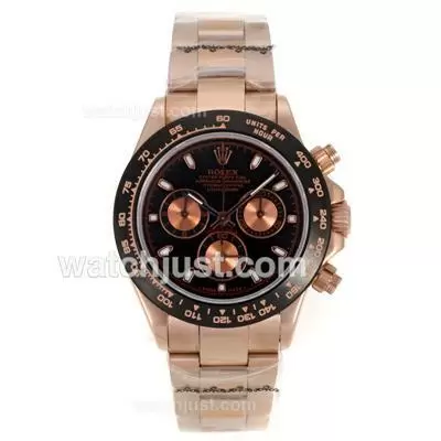 Rolex Daytona Automatic Movement Full Rose Gold With Black Dial Pvd Bezel