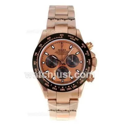 Rolex Daytona Automatic Movement Full Rose Gold With Champagne Dial Pvd Bezel