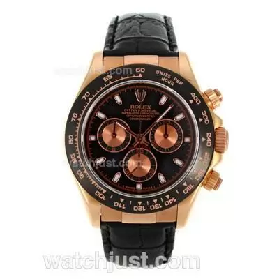 Rolex Daytona Automatic Movement Full Rose Gold With Black Dial Pvd Bezel