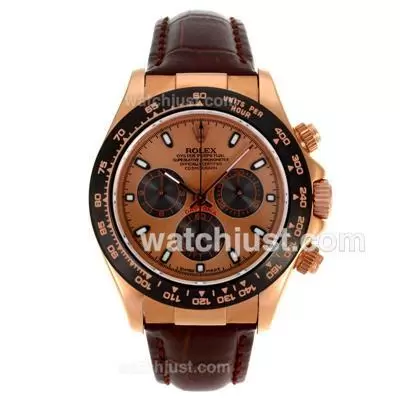 Rolex Daytona Automatic Movement Rose Gold Case With Champagne Dial Pvd Bezel