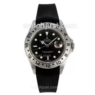 Rolex Explorer Ii Automatic Movement With Black Dial Rubber Strap