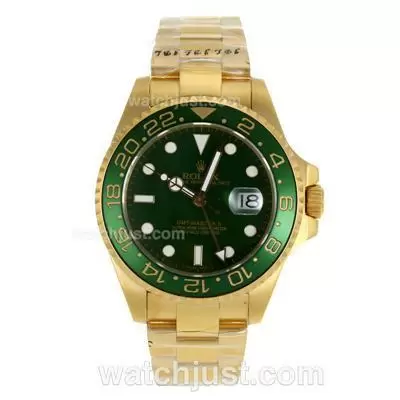 Rolex Gmt Master Ii Full Gold Automatic Green Ceramic Bezel With Green Dial