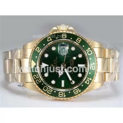 Rolex Gmt Master Ii Automatic Working Gmt Full Gold With Green Bezel And Dial