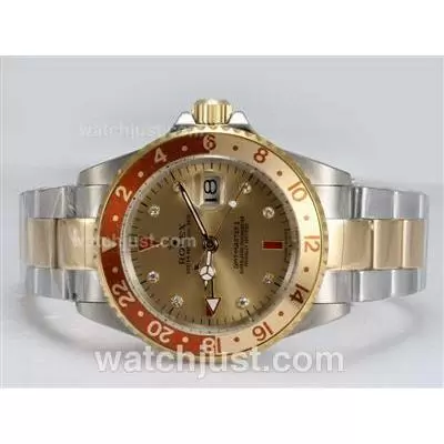 Rolex Gmt Master Ii Automatic Two Tone With Golden Dial