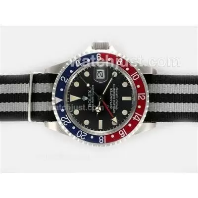 Rolex Gmt Master Gmt Working Automatic With Black Dial Nylon Strap Vintage Edition