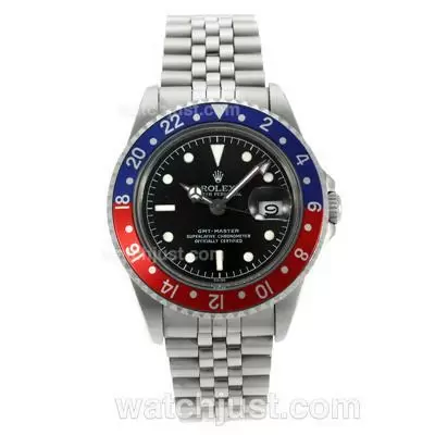 Rolex Gmt Master Automatic Movement With Black Dial S/s Vintage Edition