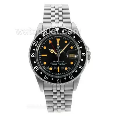 Rolex Gmt Master Automatic Movement Vintage Edition With Black Dial And Bezel Orange Marking