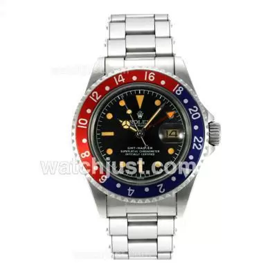 Rolex Gmt Master Automatic Movement Vintage Edition Orange Markers With Black Dial S/s Rivet Strap