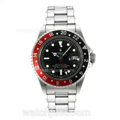 Rolex Gmt Master Automatic Movement Vintage Edition With Black Dial S/s Rivet Strap