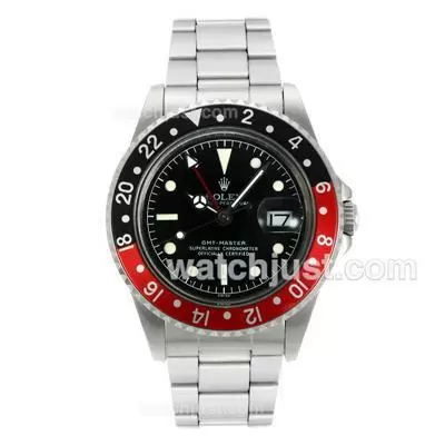 Rolex Gmt Master Automatic Movement With Black Dial S/s Vintage Edition