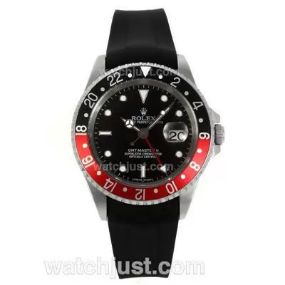 Rolex Gmt Master Ii Automatic Movement Black/red Bezel With Black Dial Rubber Strap