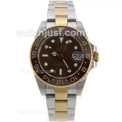 Rolex Gmt Master Ii Automatic Two Tone With Brown Bezel And Dial Medium Size