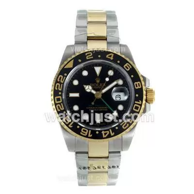 Rolex Gmt Master Ii Automatic Movement Two Tone With Black Dial And Bezel