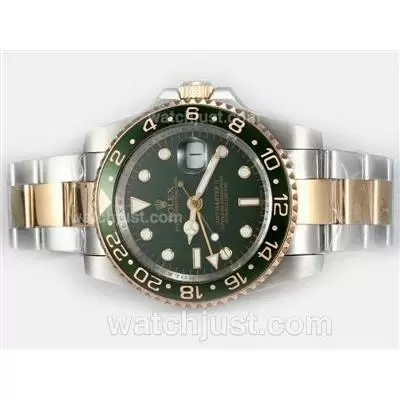 Rolex Gmt Master Ii Automatic Movement Two Tone With Green Dial Oyster Bracelet Version