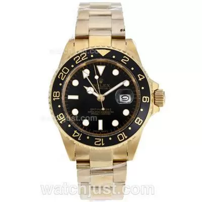 Rolex Gmt Master Ii Automatic Full Gold With Black Dial New Style Oyster Bracelet Updated