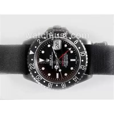 Rolex Gmt Master Ii Automatic Movement Pvd Case With Black Nylon Strap Pro Hunter Special Edition