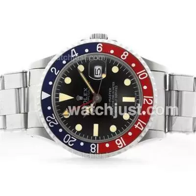 Rolex Gmt Master Automatic Movement Blue/red Bezel With Black Dial Vintage Edition