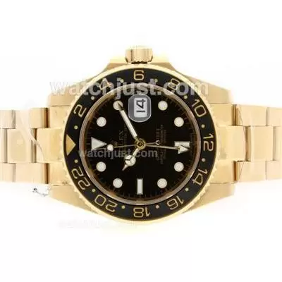 Rolex Gmt Master Ii Automatic 18k Full Gold Plated With Black Dial Ceramic Bezel