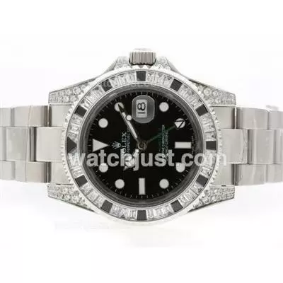 Rolex Gmt Master Ii Automatic Movement With Cz Diamond Bezel