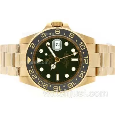 Rolex Gmt Master Ii Automatic Movement Full Gold With Green Dial Black Ceramic Bezel