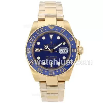 Rolex Gmt Master Ii Automatic Movement Full Gold With Blue Dial Ceramic Bezel