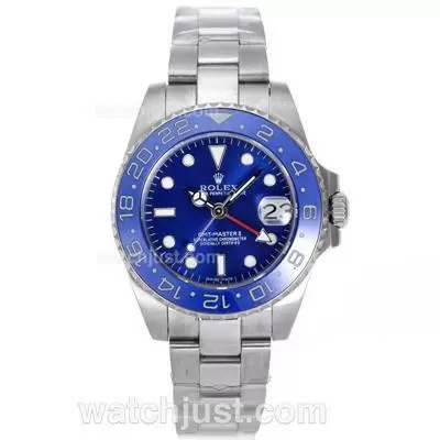 Rolex Gmt Master Ii Automatic Ceramic Bezel With Blue Dial S/s Lady Size