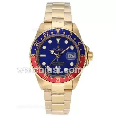 Rolex Gmt Master Ii Automatic Full Gold Red/blue Bezel With Blue Dial