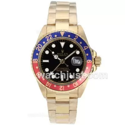 Rolex Gmt Master Ii Automatic Full Gold Red/blue Bezel With Black Dial