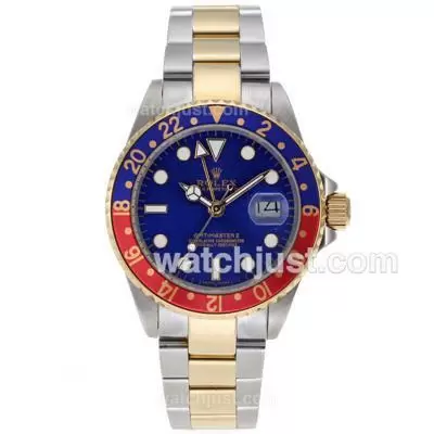 Rolex Gmt Master Ii Automatic Two Tone Red/blue Bezel With Blue Dial