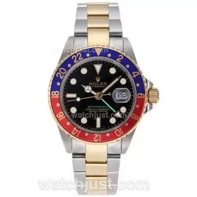 Rolex Gmt Master Ii Automatic Two Tone Red/blue Bezel With Black Dial