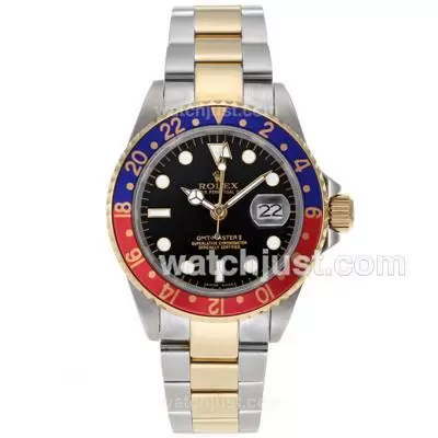 Rolex Gmt Master Ii Automatic Two Tone Red/blue Bezel With Black Dial