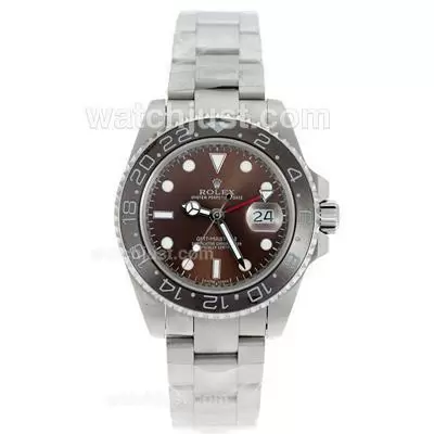 Rolex Gmt Master Ii Automatic Ceramic Bezel With Brown Dial S/s Sapphire Glass