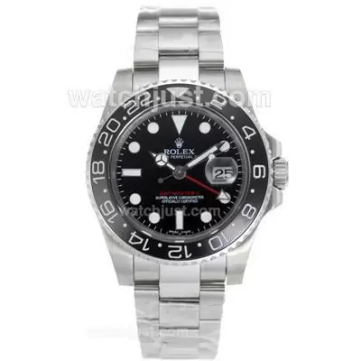 Rolex Gmt Master Ii Automatic Movement Ceramic Bezel With Black Dial S/s