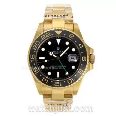 Rolex Gmt Master Ii Automatic Movement Full Gold With Black Dial Ceramic Bezel