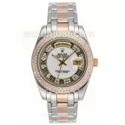 Rolex Masterpiece Ii Automatic Two Tone Diamond Bezel Roman Markers With Mop Dial