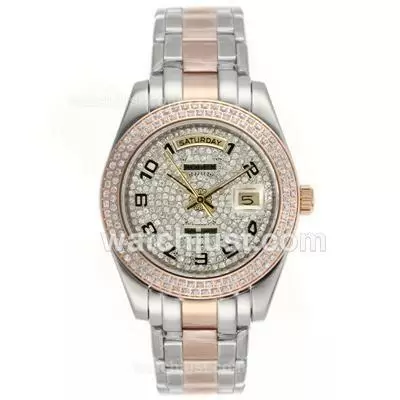 Rolex Masterpiece Ii Automatic Two Tone Number Markers With Diamond Bezel And Dial