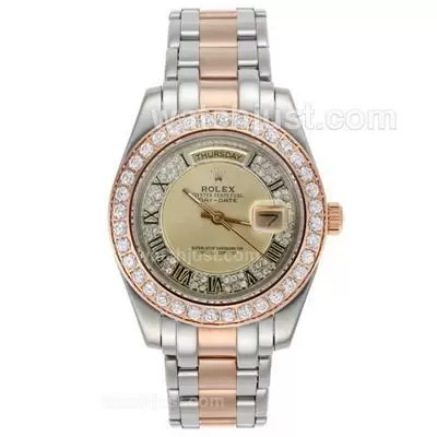 Rolex Masterpiece Ii Automatic Two Tone With Diamond Bezel And Golden Dial