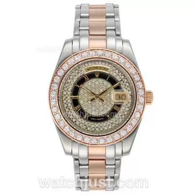 Rolex Masterpiece Ii Automatic Two Tone With Diamond Bezel And Dial Roman Markers