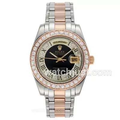 Rolex Masterpiece Ii Automatic Two Tone With Diamond Bezel And Black Dial Roman Markers