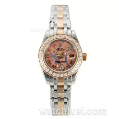 Rolex Masterpiece Automatic Two Tone Diamond Bezel With Pink Dial