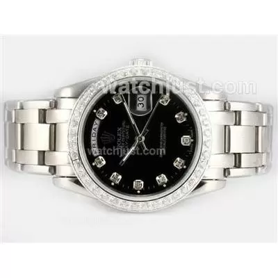 Rolex Masterpiece Automatic Diamond Bezel And Marking With Black Dial