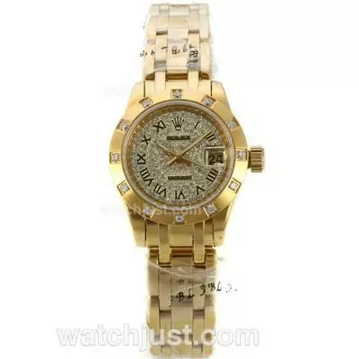 Rolex Masterpiece Automatic Full Gold With Diamond Dial Roman Marking