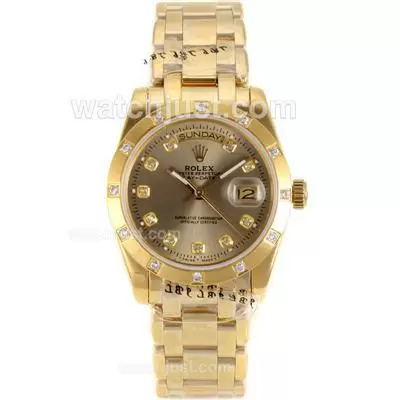 Rolex Masterpiece Automatic Full Gold Diamond Marking With Golden Dial