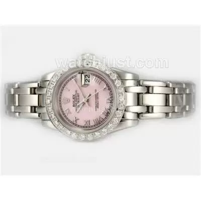 Rolex Masterpiece Automatic Diamond Bezel With Pink Mop Dial